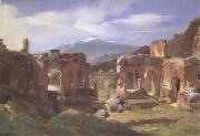 Achille-Etna Michallon Ruins of the Theater at Taormina (Sicily) (mk05) oil